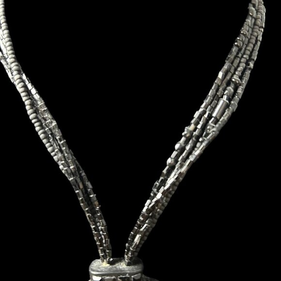 Chico's East Asian Motif Black And Green Long Necklace w/Tassel - Picture 10 of 15